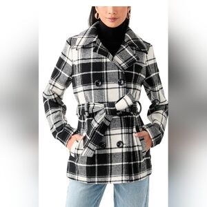 Plaid Double-Breasted Women's Coat SzL New With Tag
